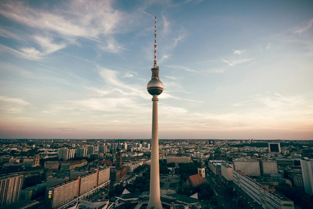 Berlin TV Tower at sunset